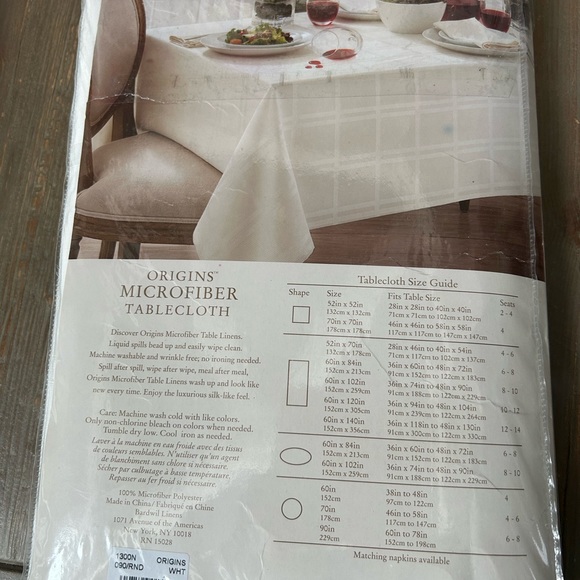 Bardwill Linen White Bead-Up Spill Proof Round 90" Silk Like Tablecloth 6-8 NEW - Picture 8 of 13